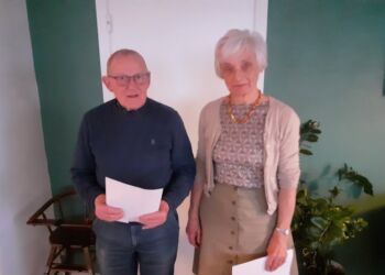 To af de tre nye æresmedlemmer, nemlig Sigrid Nedergaard og Børge Kokholm. Susanne Fibiger havde desværre sendt afbud.