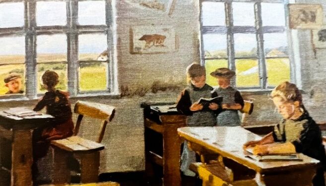 Hans Smidt: En vestjysk skolestue, 1900. Foto fra bogen.