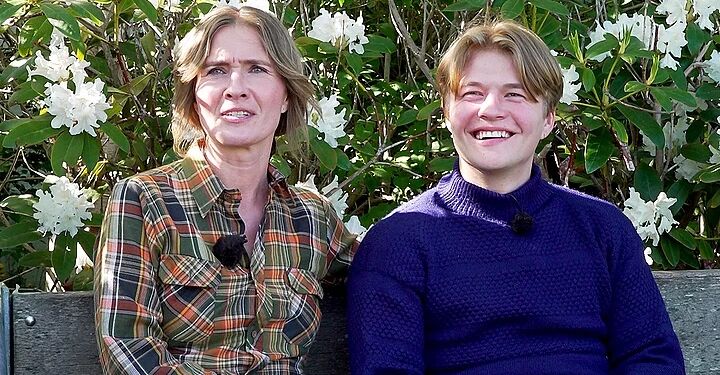 Skuespiller Anne Sofie og sønnike Sylvester Espersen. Foto: TV2 Nord.