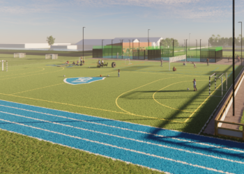 Aktivitetsområde med løbebaner i Det Blå Frirum hos SHI.