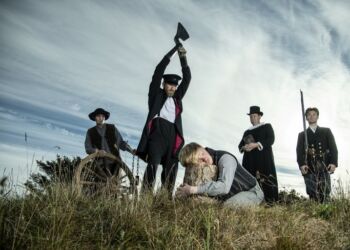 Rekonstruktion af henrettelsen af Thomas Bisp i Hjørring Bjerge. Foto: VHM.