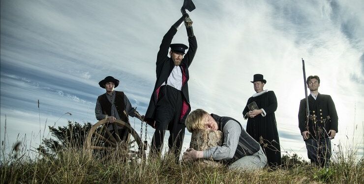 Rekonstruktion af henrettelsen af Thomas Bisp i Hjørring Bjerge. Foto: VHM.