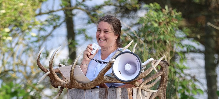 Gry Bruun Nielsen på talerstolen i Fun-Park Hirtshals. Foto: Henrik Risager.