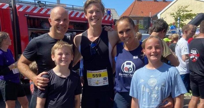 Hele familien Møller deltog ved Grundlovsløbet 2023. Foto: Privat.