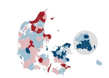 I de røde kommuner er andelen af unge uden job og uddannelse steget de seneste seks år, hvorimod andelen er faldet i de blå kommuner.