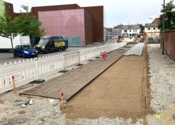 Der er spærret en del af ved Vendsyssel Teater. Foto: Palle W. Nielsen