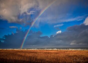 Regnbue over Tannisbugt. Foto (arkiv): Jens Kranen.