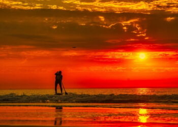 Solnedgang ved Husmoderstranden. Foto: Arturs Pirazkov.