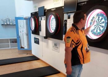 Lars Henrik Poulsen fra Nordpilen under lørdagens kamp mod Thyboerne. Foto: Nordpilen.