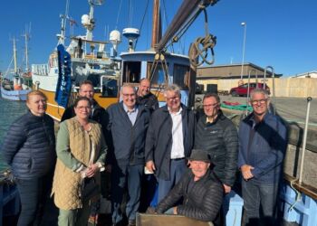 På billedet er det ombord på Johs. Hejlesen fra venstre Annette Jensen, Lone Olsen, Claus Mørkbak Højrup, Jørgen Christensen, Christian Engen, Søren Smalbro, Michael Engbjerg, Lars-Peter Boel og siddende forrest Stefan Karlborg. Foto: Privat.