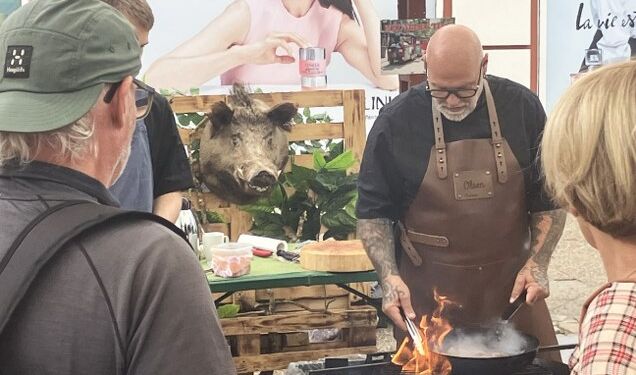 Den Skaldede Kok i aktion på Springvandspladsen i Hjørring. Foto: Palle W. Nielsen