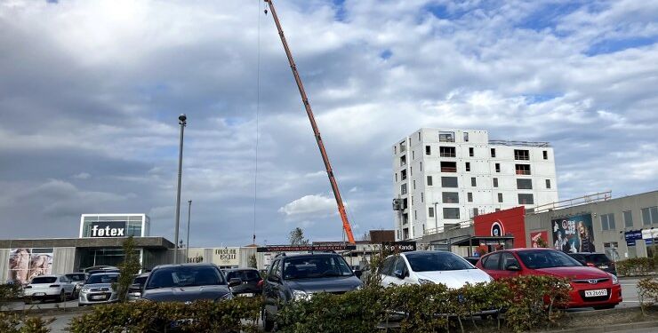 Central Park Living midt i Hjørring er nået til 9. etage. Foto: Palle W. Nielsen