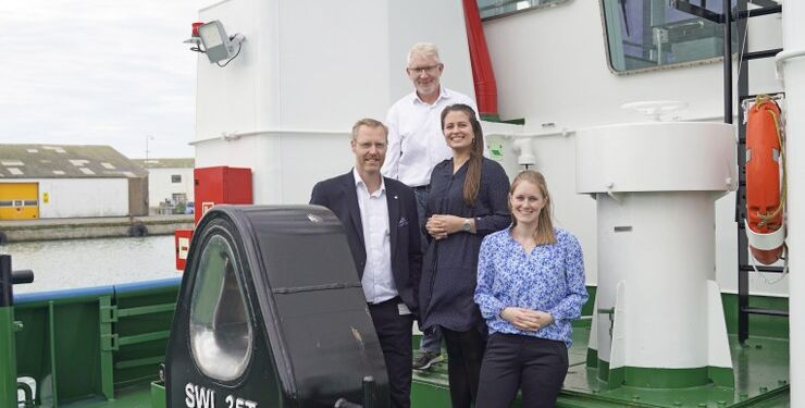 Hirtshals Havns direktionsteam; Niels Kiersgaard (bagerst), Per Holm Nørgaard (venstre), Anja Vrangager (højre) og Kikki Kongerslev (forrest).