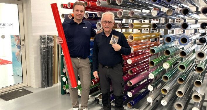 Kristian Klokkerholm Kristensen hos Egotag og Per Højen fra Bloddonorerne Vendsyssel. Foto: Privat.