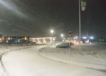 Sne ved Hirtshals TransportCenter. Foto: Presse-fotos.dk.