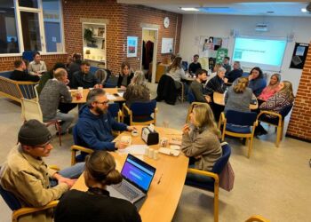 Fællesmøde mellem ansatte på Hjørring Skolen og Bindslev Skole. Foto: Niels Skipper.
