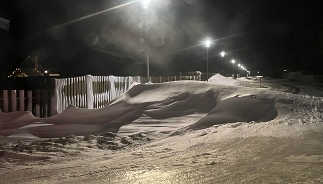 Snedrive torsdag morgen på Nejst i Hirtshals. Foto: Niels Skipper.