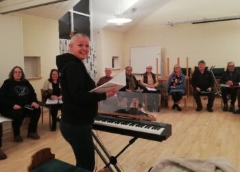 Biondslev-Koret øver i Sognehuset. Foto: Mona Jensen.