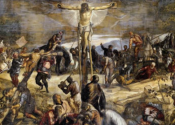 Korsfæstelsen malet 1565 af J. R. Tintoretto.