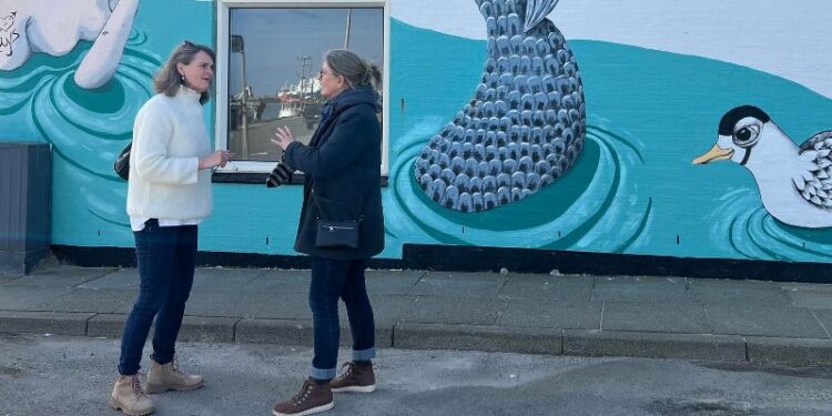 Det er bygningen her, der i forvejen har et gavlmaleri, som nu beriges yderligere med udsmykning. Foto: Niels Skipper.