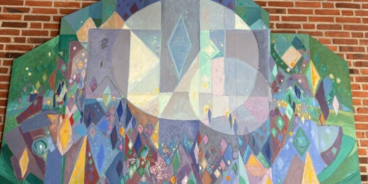 Kaj Nørkjærs maleri i menighedslokalet ved Emmersbæk Kirke. Foto: Hirtshals Sogn.