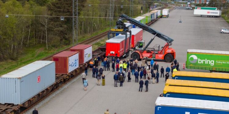 Godsbaneterminalen i Hirtshals. Foto: Hirtshals Havn.