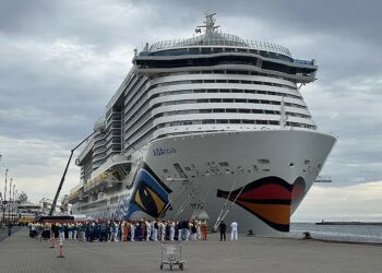 AIDA nova ved krydstogtkajen i Skagen. Foto: TV2 Nord.