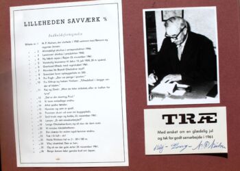 Min morfar ses her på billedet til højre. Derunder er bogen underskrevet af både ham og mine onkler Georg og Kaj Nielsen. Foto: Privat.