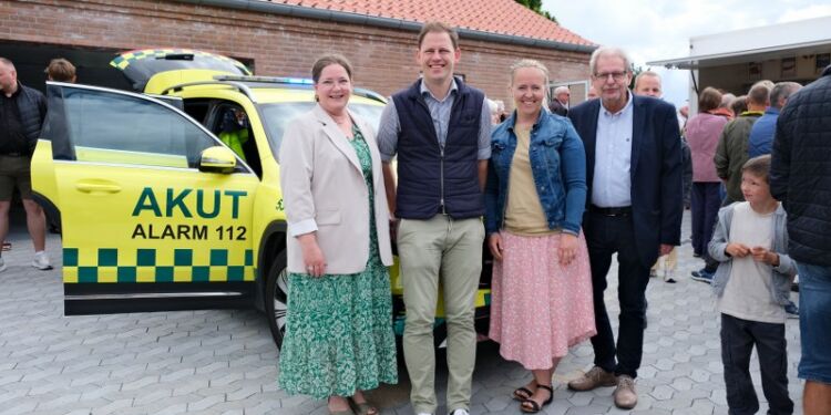 Medlemmer af Regionsrådet til åbningen. Fra venstre Lone Olsen (V), Mads Duedahl (V), Pia Buus Pinstrup (K) og Jørgen Rørbæk Henriksen (S).