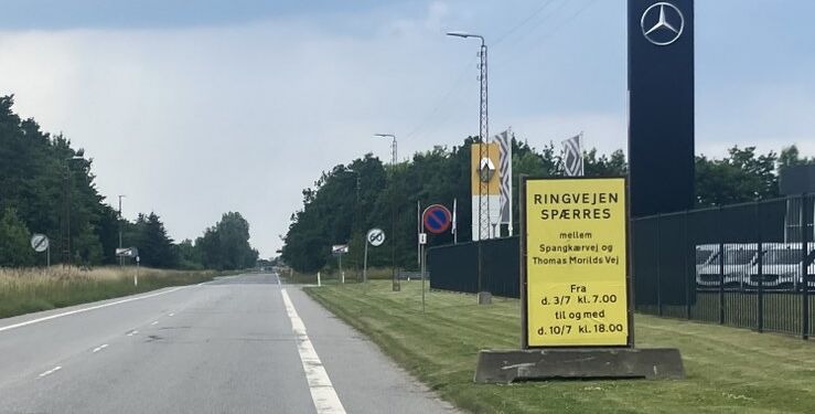 Ringvejen er spærret i en uge fra onsdag. Foto: Palle W. Nielsen