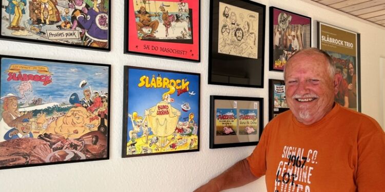 Kjeld Torbjørn har dedikeret en ”mindestue” til ære for Slåbrock i sit hjem. Foto: Lærke Jensen.