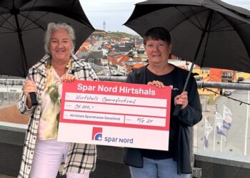 Lisbet Hvid Hermansen og Mette Haugaard Andersen på toppen af Hotel Hirtshals. Foto: Privat.