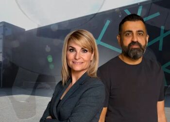 Journalist Michèle Bellaiche og Tahir Siddique fra Løvens Hulse. Foto: Business Hjørring.