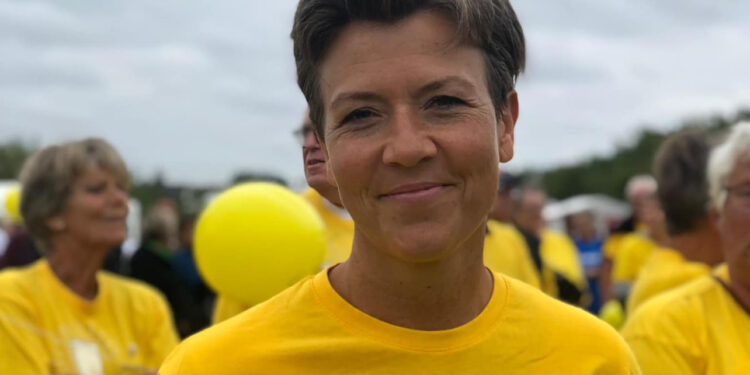 Carina Jensen er nu ny formand, men ses her i 2018 ved Stafet For Livet i Hjørring. Foto: Privat.