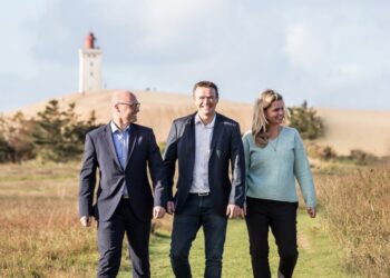 Fra venstre Mads Sørensen, Thomas Houen og Trine Rubæk, der stiftede DitFinanshus i 2021. Privatfoto