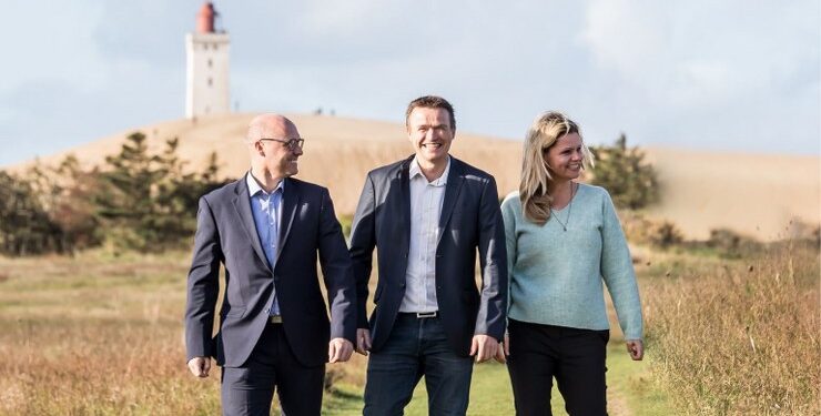Fra venstre Mads Sørensen, Thomas Houen og Trine Rubæk, der stiftede DitFinanshus i 2021. Privatfoto