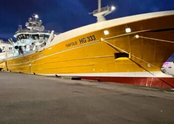 Her ses HG 333 Isafold ved kaj i Hirtshals Havn. Foto: Privat.