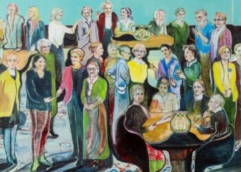 Mie Mørkebergs  gruppeportræt af 30 kvindelige politikere i Samtaleværelset på Christiansborg Slot/Folketinget blev afsløret den 12. november. Foto: FOF Vendsyssel