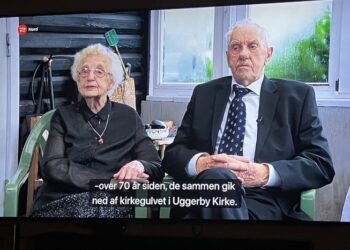 Edel og Arne Kallehauge er blandt de 210 par i Danmark, som i år kan fejre Jernbryllup - 70 år. Foto (fra skærmen): Mie Skjødt Nielsen / TV2 Nord
