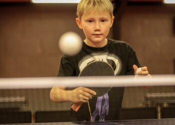 Henrik Risagers søn for et par år siden hos bordtennisklubben B75. Foto: Privat.