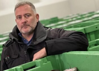 Auktionsmester Finn Møller hos Hirtshals Fiskeauktion. Foto: Mette Nielsen / TV2 Nord.