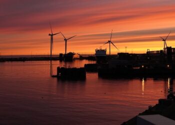 Flot morgensol over havnen. Foto: Hirtshals Havn.