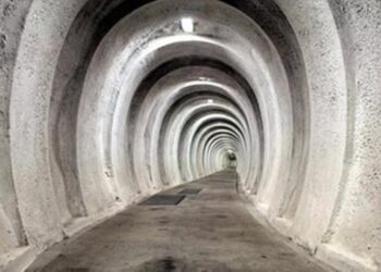 Indgangstunnelen i Danmarks dybeste hemmelighed, REGAN VEST. Her kommer skuespillerne til at gå under optagelserne.
Foto: REGANVEST.dk.