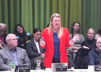 Socialdemokratiets borgmesterkandidat Mai-Britt Beith under et byrådsmøde i Hjørring Kommune. Foto: Arkiv.