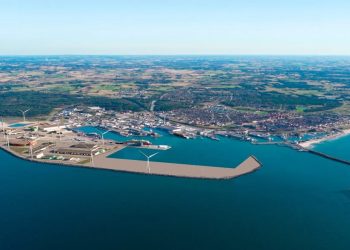Seneste visualisering af havneudvidelsen. Foto: Hirtshals Havn.