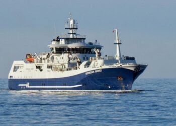 Slagtebåden Norwegian Gannet sejlede laks til Hirtshals Havn. Foto (arkiv): Dan Sejberg.