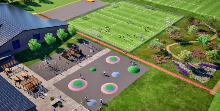 Illustrativ plan for Aktivitetspark Sindal. Privatfoto.