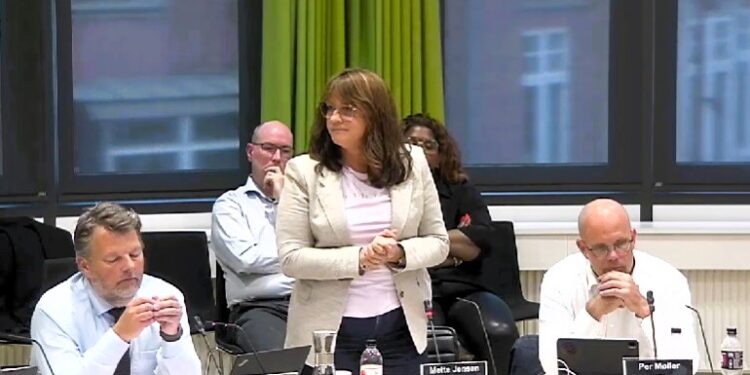 Byrådsmedlem Mette Jensen fra Det Konservative Folkeparti. Foto: Screendump.