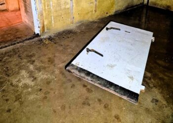 Den afbrækkede dør. Foto: Flemming Hammer.