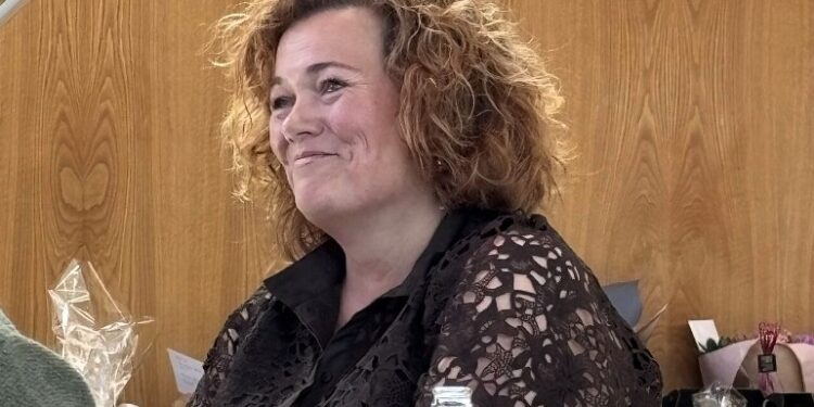 Eva Horne under fejringen af de 20 år hos JKS A/S. Foto: Privat.